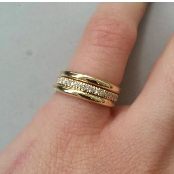 Yellow Gold Plated Ring Women White Sapphire - Picture 3 of 7